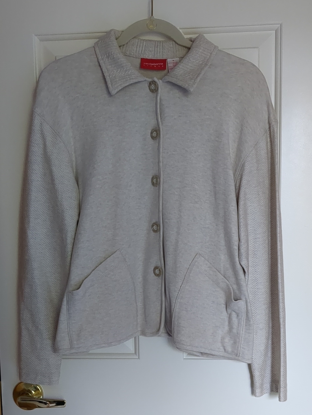 NWOT Liz Claiborne Off White Cream Button-Up Collar Cardigan